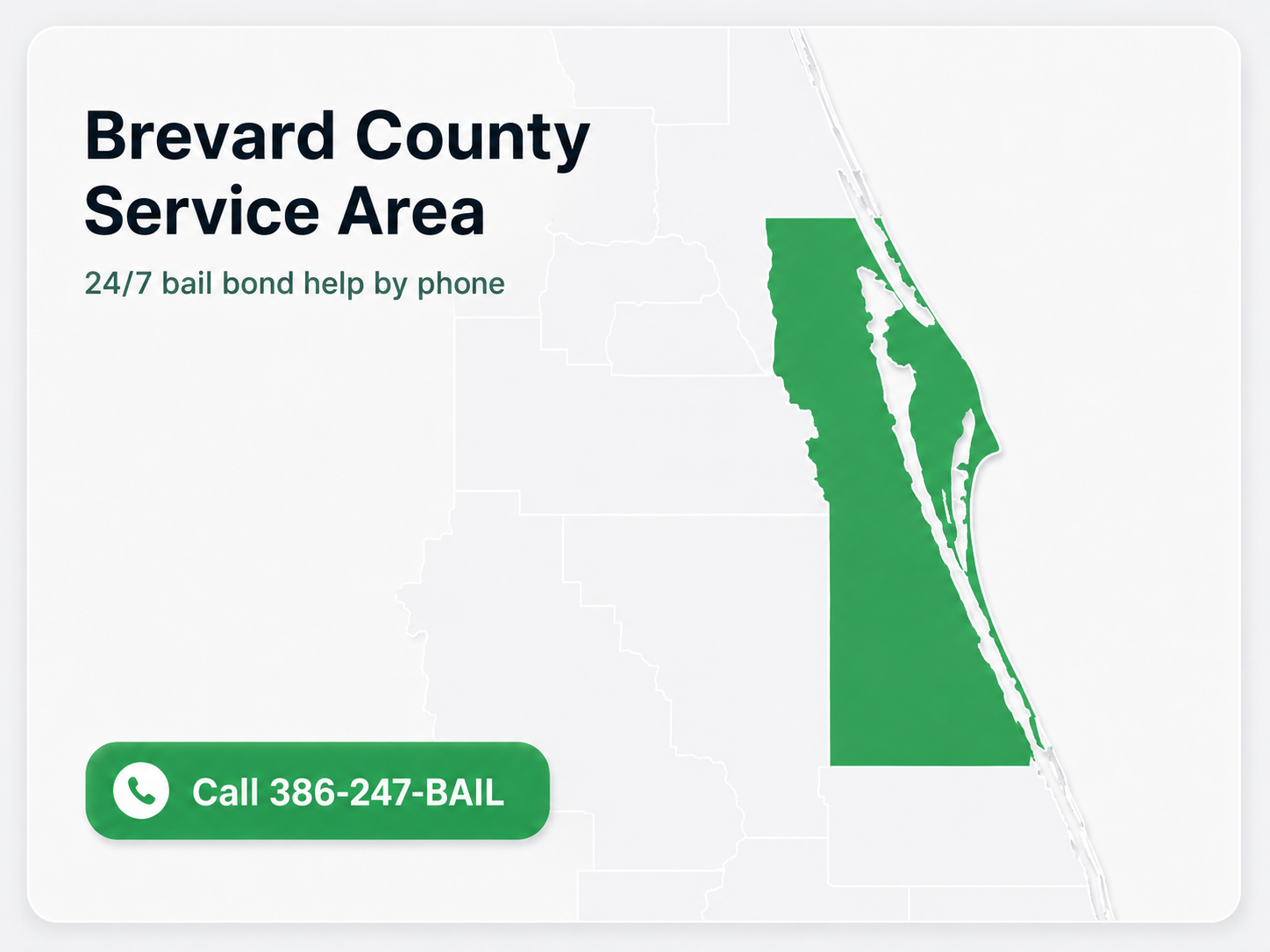 Brevard County Service Area map for The Daytona Bondsman