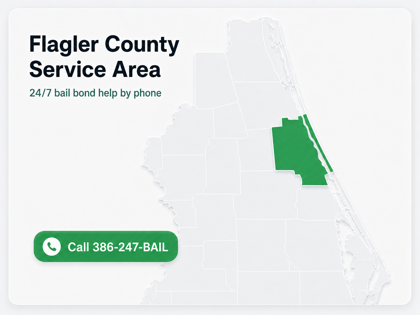 Flagler County Service Area map for The Daytona Bondsman