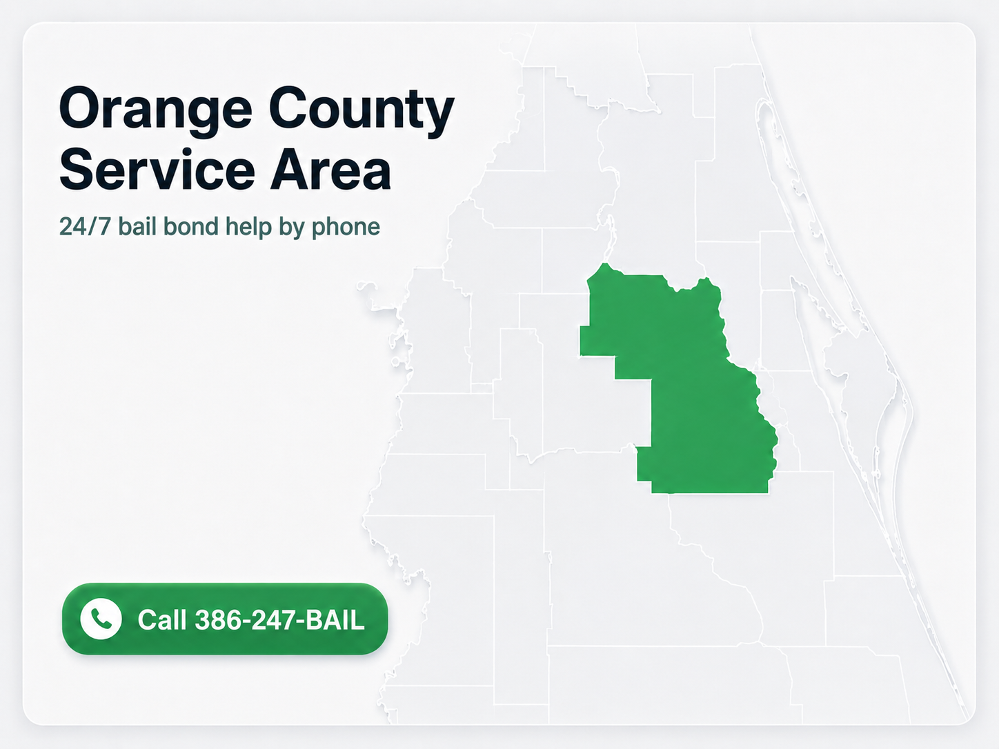 Orange County Service Area map for The Daytona Bondsman